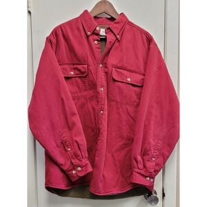 Vgt Herringbone Natural 100% Cotton Red Button Down Red‎ Jacket Men's Size L